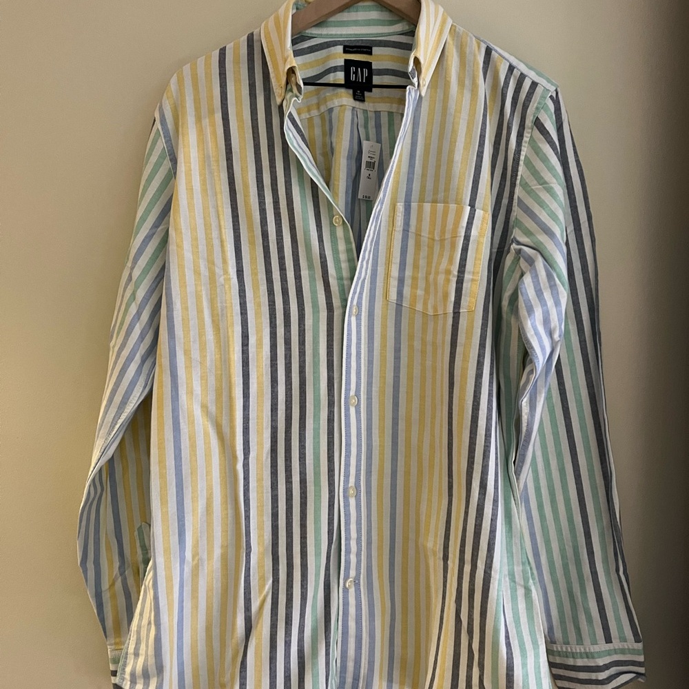GAP Men's Colorful Striped Button Down Shirt NWT Medium Tall